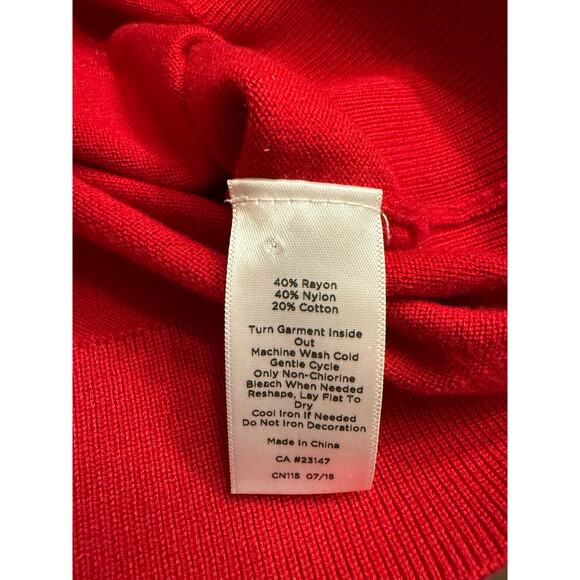 Talbots Pearl Beaded Sweater Red Knit 3/4 Sleeves Medium EUC Feminine Preppy - Picture 6 of 6